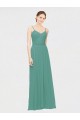 Cheap Rouched V-Neckline and Spaghetti Straps Long Chiffon Bridesmaid Dress UK