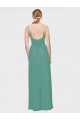 Cheap Rouched V-Neckline and Spaghetti Straps Long Chiffon Bridesmaid Dress UK