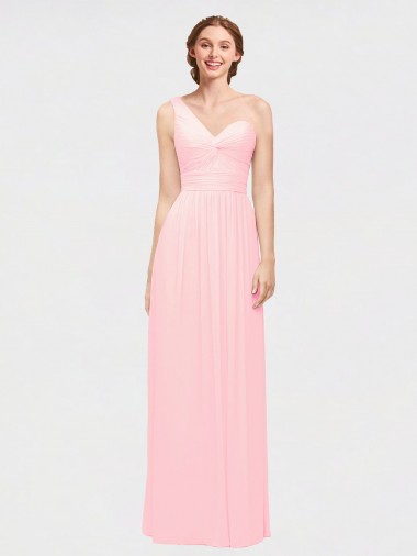 Cheap One Shoulder Twisted Waist Sweetheart Chiffon Bridesmaid Dress UK