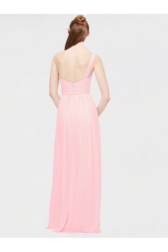 Cheap One Shoulder Twisted Waist Sweetheart Chiffon Bridesmaid Dress UK
