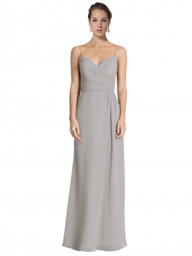 Cheap Long Chiffon A-Line Bridesmaid Dress with Criss-Cross Draped Bodice UK