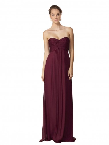 Cheap Floor Length Chiffon Bridesmaid Dress with Sweetheart Neckline UK