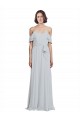 Cheap Off the Shoulder Spaghetti Strap Long Chiffon Bridesmaids Dress UK