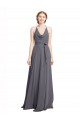 Cheap Spaghetti Strap Long Chiffon Bridesmaids Dress with Halter Cowl Neck UK