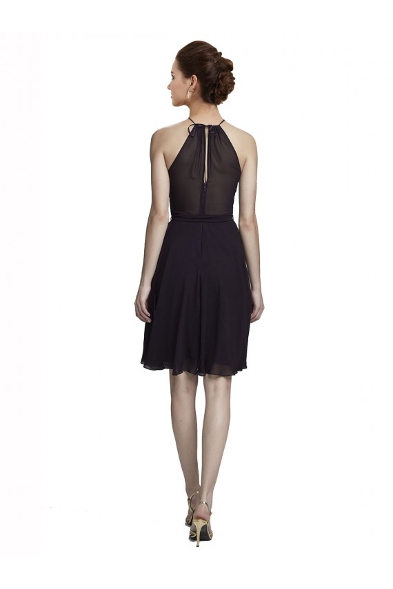 Cheap Short Knee Length High Neck Chiffon Bridesmaids Dress UK