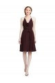 Cheap Short Knee Length Chiffon Bridesmaids Dress with Halter Cowl Neck UK