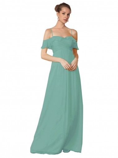 Cheap Hand-Ruched Chiffon Bridesmaid Dress with Flutter Sleeves UK