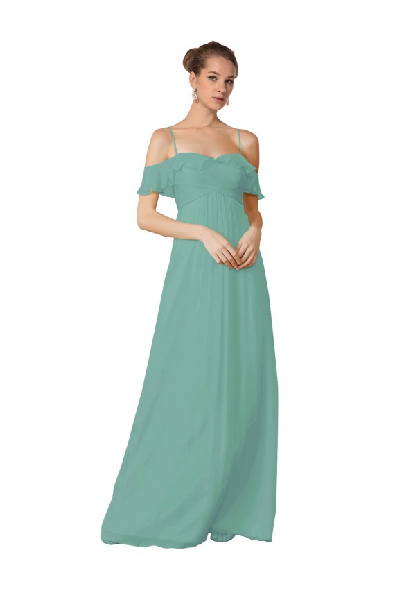 Cheap Hand-Ruched Chiffon Bridesmaid Dress with Flutter Sleeves UK