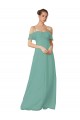 Cheap Hand-Ruched Chiffon Bridesmaid Dress with Flutter Sleeves UK