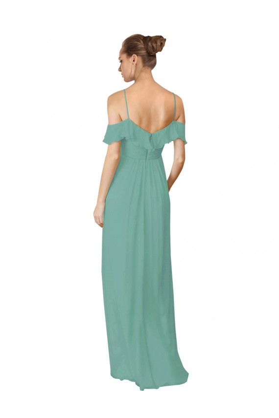 Cheap Hand-Ruched Chiffon Bridesmaid Dress with Flutter Sleeves UK