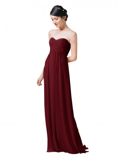 Cheap Hand-Ruched Sweetheart Long Chiffon Bridesmaid Dress UK