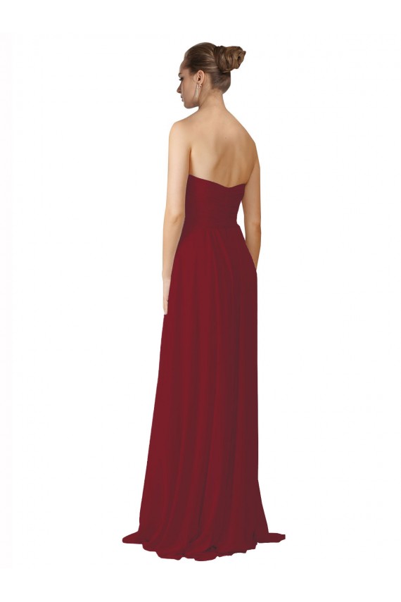 Cheap Hand-Ruched Sweetheart Long Chiffon Bridesmaid Dress UK
