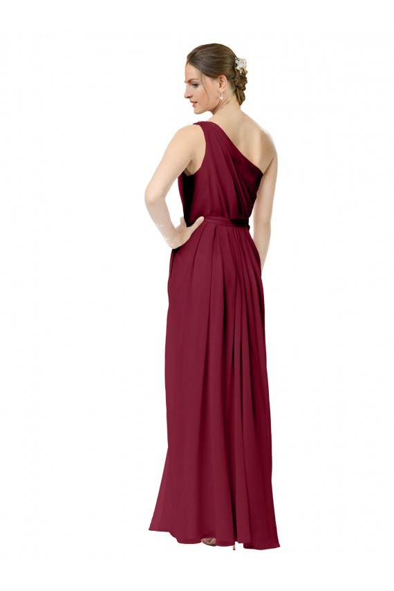 Cheap Draped One Shoulder Long Floor Length Chiffon Bridesmaid Dress UK