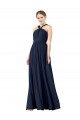 Cheap High V-Neck Floor Length Chiffon Bridesmaid Dress UK