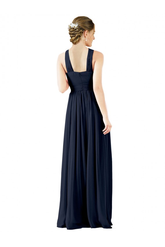 Cheap High V-Neck Floor Length Chiffon Bridesmaid Dress UK
