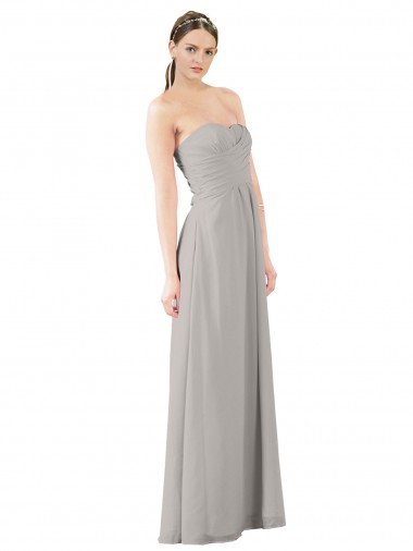Cheap Twisted Strapless Sweetheart Neckline Long Chiffon Bridesmaid Dress UK