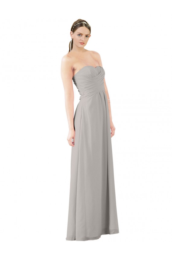 Cheap Twisted Strapless Sweetheart Neckline Long Chiffon Bridesmaid Dress UK