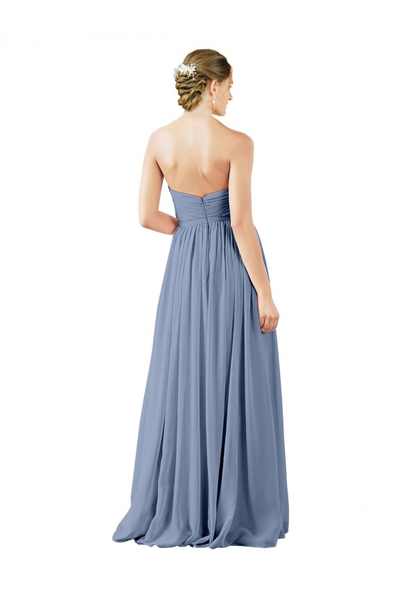 Cheap Deep Sweetheart Neckline Open Back Long Chiffon Bridesmaid Dress UK