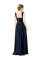 Cheap Square Neckline Sexy Open Back Long Chiffon Bridesmaid Dress UK