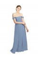 Cheap Long Floor Length Chiffon Bridesmaid Dress with Fluttering Off the Shoulder Straps UK