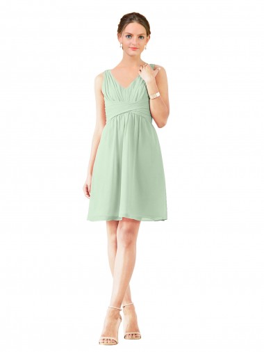 Cheap v-Neckline Short Knee Length Chiffon Cocktail Bridesmaid Dress UK