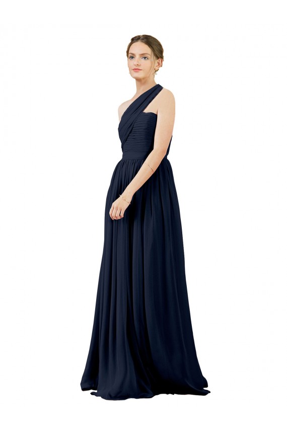 Cheap Draped One Shoulder Strapless Chiffon Bridesmaid Dress UK