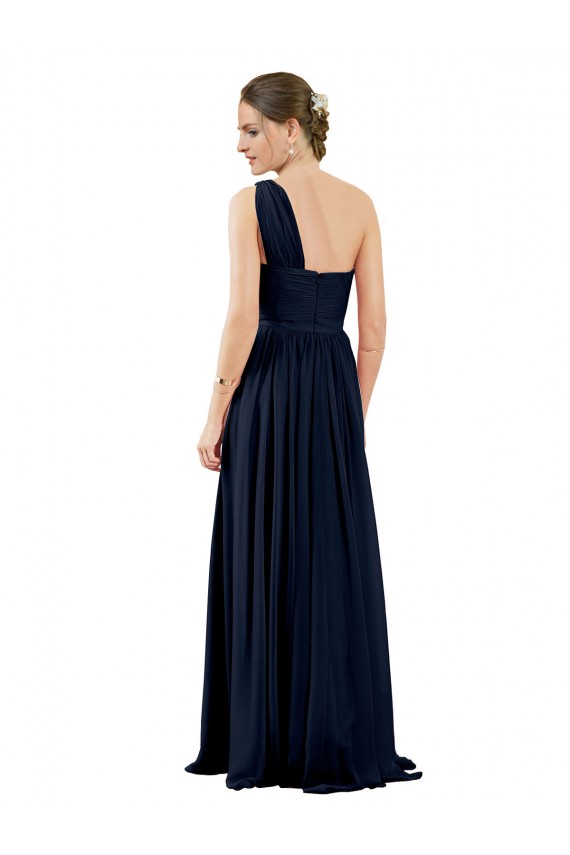 Cheap Draped One Shoulder Strapless Chiffon Bridesmaid Dress UK