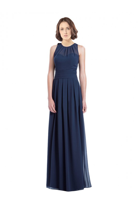 Cheap Chiffon High Neck Sleeveless Bridesmaid Dress with Pleats UK