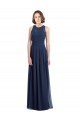 Cheap Chiffon High Neck Sleeveless Bridesmaid Dress with Pleats UK