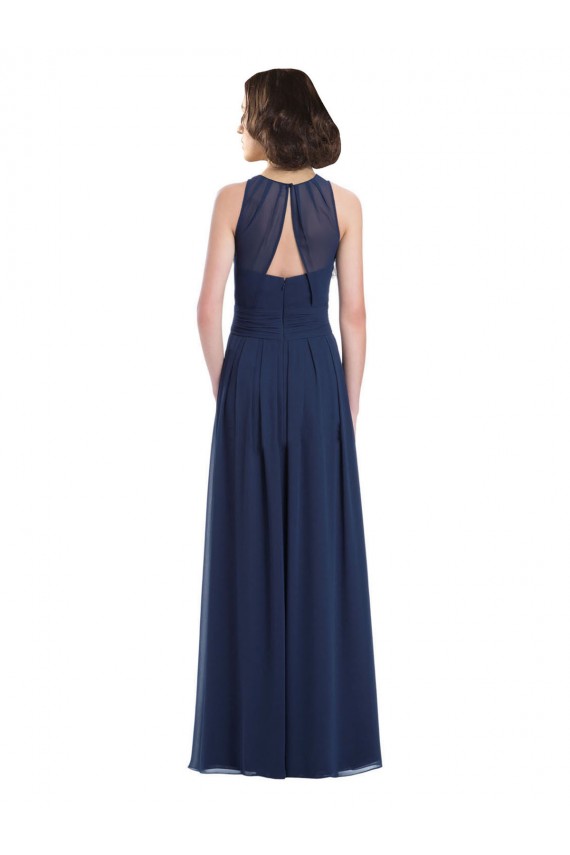 Cheap Chiffon High Neck Sleeveless Bridesmaid Dress with Pleats UK