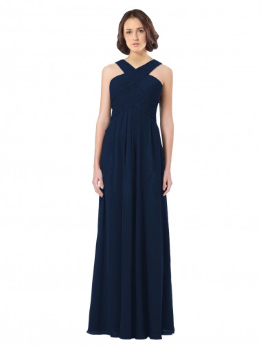 Cheap Long Chiffon Bridesmaid Dress V-Neck Top UK