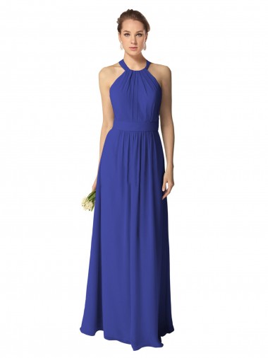 Cheap Long Full Length Chiffon Halter Bridesmaid Dress UK