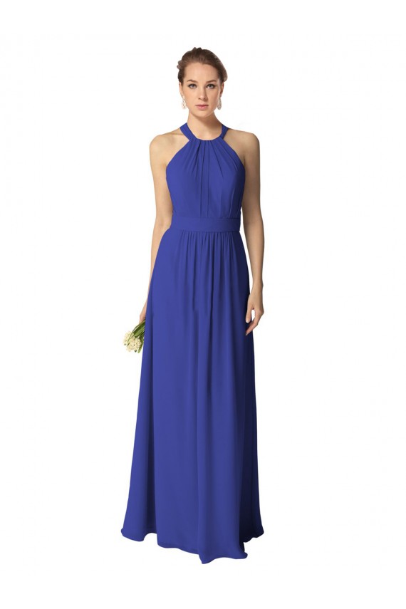 Cheap Long Full Length Chiffon Halter Bridesmaid Dress UK