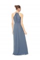 Cheap Spaghetti Strap Long Chiffon Halter A-Line Bridesmaid Dress UK