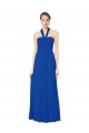 Cheap Sleeveless Long Chiffon Empire Gown with Pleated Halter Straps UK