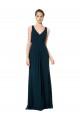 Cheap Long Chiffon V-Neck Sleeveless Bridesmaid Dress with Large Keyhole Back UK