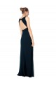 Cheap Long Chiffon V-Neck Sleeveless Bridesmaid Dress with Large Keyhole Back UK