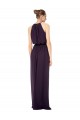 Cheap High Neck Long Chiffon Halter Bridesmaid Dress with Drape Chiffon Overlay UK