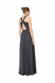 Cheap Long Chiffon Halter Bridesmaid Dress Keyhole Back UK