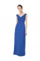 Cheap Long Chiffon Strapless Bridesmaid Dress with Wide Front and Back V-Neckline UK