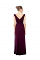 Cheap Long Chiffon Strapless Bridesmaid Dress with Wide Front and Back V-Neckline UK