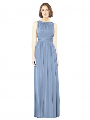 Cheap Open Keyhole Back Bateau Neck Chiffon Bridesmaid Dress UK