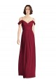 Cheap Off the Shoulder Long Chiffon Bridesmaid Dress with Pleated Sleeves UK