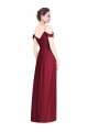 Cheap Off the Shoulder Long Chiffon Bridesmaid Dress with Pleated Sleeves UK