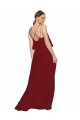Cheap Long Chiffon Bridesmaid Dress with Slim Straps and Open Back UK