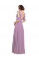 Cheap Long Chiffon Bridesmaids Dress with Flounced Sleeve Detail and Criss Cross Back UK
