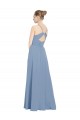 Cheap Chiffon Bridesmaids Dress with Draped V-Neck Bodice and Keyhole Back UK