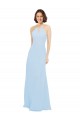 Cheap Floor Length Chiffon Bridesmaids Dress with Front Keyhole Neckline UK