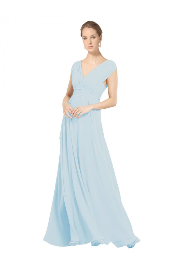 Cheap Chiffon Bridsmaids Dress with V-Neckline and Tie V Back UK