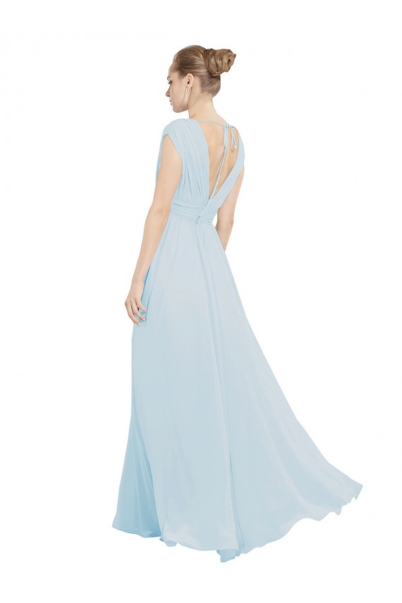 Cheap Chiffon Bridsmaids Dress with V-Neckline and Tie V Back UK